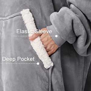 Wearable Blanket Hoodie Oversized Sweatshirt Blanket for Adults Women Men Fleece Sherpa Blanket Jacket with Sleeve Big Pocket