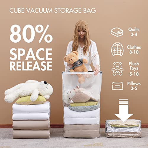 TAILI Hanging Vacuum Storage Bags Variety 4 Pack and Cube Vacuum Storage Bags 6 Jumbo Pack