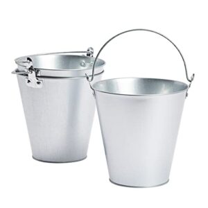 3 pack galvanized metal ice buckets for parties, 7 inch tin pails with handles for beer, wine, champagne, home decor, table centerpieces, wedding decorations, (100 oz)