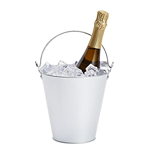 3 Pack Galvanized Metal Ice Buckets for Parties, 7 Inch Tin Pails with Handles for Beer, Wine, Champagne, Home Decor, Table Centerpieces, Wedding Decorations, (100 Oz)