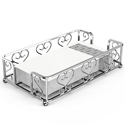 LEVIMETREE Guest Towel Silver Napkin Holder Guest Towel Holder for Bathroom Modern Serviette Holder Tissue Dispenser Perfect for Outdoor Events -Dining Table Napkin Holder, Home Décor Bathroom Trays