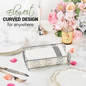 LEVIMETREE Guest Towel Silver Napkin Holder Guest Towel Holder for Bathroom Modern Serviette Holder Tissue Dispenser Perfect for Outdoor Events -Dining Table Napkin Holder, Home Décor Bathroom Trays