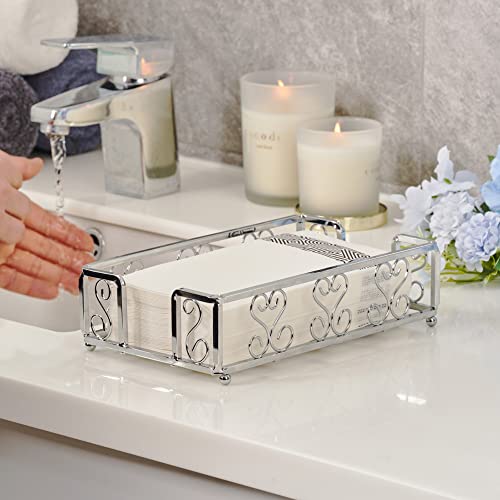 LEVIMETREE Guest Towel Silver Napkin Holder Guest Towel Holder for Bathroom Modern Serviette Holder Tissue Dispenser Perfect for Outdoor Events -Dining Table Napkin Holder, Home Décor Bathroom Trays