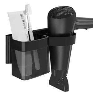 hair blow dryer holder wall mount, hair tool organizer with plug slot, space saving storage for bathroom