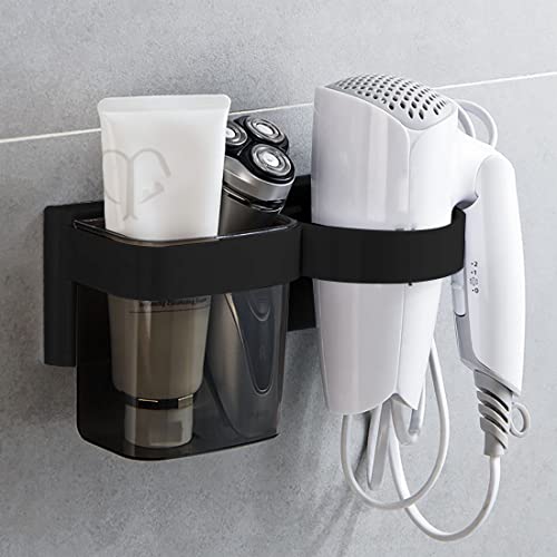 Hair Blow Dryer Holder Wall Mount, Hair Tool Organizer with Plug Slot, Space Saving Storage for Bathroom