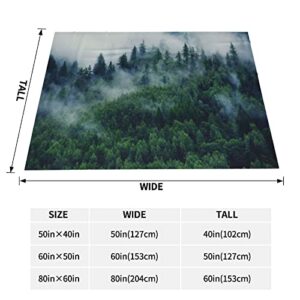 Mountains Forest Ultra-Soft Micro Fleece Throw Blanket,Forest Rainforest Fog Nature Smokey Green Tree Mountain,Custom Warm Lightweight Blanket for Couch Bed Living Room Bedroom Sofa 50"x40"