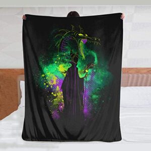 gacoz-maleficent art- ultra soft throw blanket flannel fleece all season light weight living room bedroom warm blanket 80×60inch