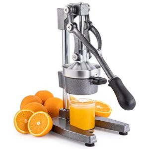 co-z hand press juicer machine, manual orange juicer and professional citrus juicer for orange juice pom lime lemon juice, commercial lemon squeezer and orange crusher, easy to clean, gray