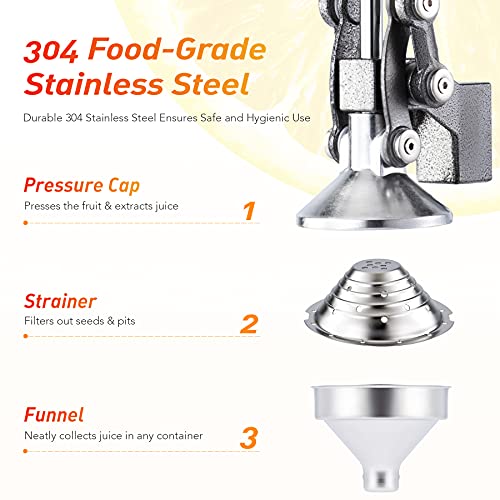 CO-Z Hand Press Juicer Machine, Manual Orange Juicer and Professional Citrus Juicer for Orange Juice Pom Lime Lemon Juice, Commercial Lemon Squeezer and Orange Crusher, Easy to Clean, Gray