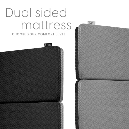 Milliard Dual Sided Premium Tri Folding Mattress, Memory Foam Foldable Mattress with Waterproof Washable Cover, Full (73"x 52"x 6") + Bonus Eye Mask Included