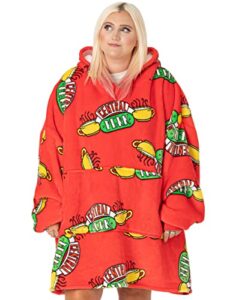 friends central perk vuddie oversized blanket hoodie women ladies red fleece one size