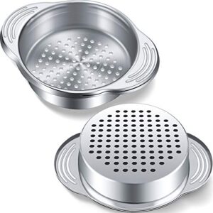 tuna can strainer stainless steel food can strainer sieve metal tuna press lid canning colander oil drainer tuna can filter for beans vegetables (2 pieces)