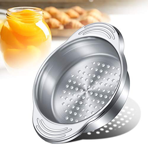 Tuna Can Strainer Stainless Steel Food Can Strainer Sieve Metal Tuna Press Lid Canning Colander Oil Drainer Tuna Can Filter for Beans Vegetables (2 Pieces)