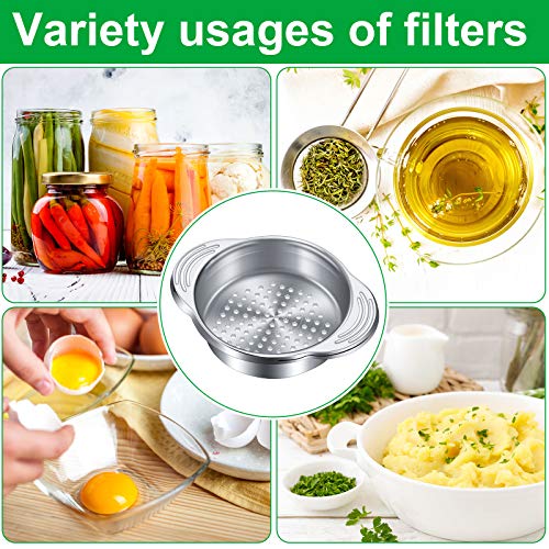 Tuna Can Strainer Stainless Steel Food Can Strainer Sieve Metal Tuna Press Lid Canning Colander Oil Drainer Tuna Can Filter for Beans Vegetables (2 Pieces)