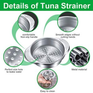 Tuna Can Strainer Stainless Steel Food Can Strainer Sieve Metal Tuna Press Lid Canning Colander Oil Drainer Tuna Can Filter for Beans Vegetables (2 Pieces)