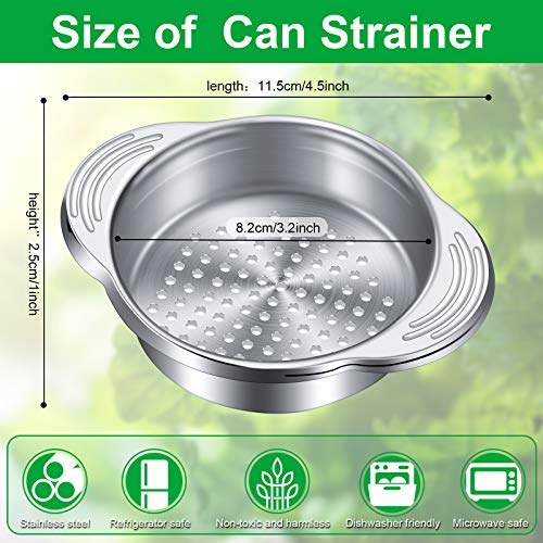 Tuna Can Strainer Stainless Steel Food Can Strainer Sieve Metal Tuna Press Lid Canning Colander Oil Drainer Tuna Can Filter for Beans Vegetables (2 Pieces)