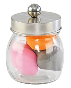 home-x mason jar for bathroom organization, apothecary jars with lids (silver) 8 oz capacity