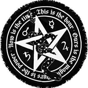 Killstar Witchy Wiccan Occult Bed Throw Goth Round Pentagram Blanket