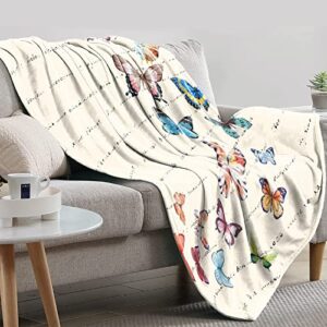 YRAQLVU Butterfly Fleece Throw Blanket, Soft Cozy Warm Flannel Plush Blanket Lightweight Blankets for Couch Sofa Bed Decor Morthers Day Gift 50x60