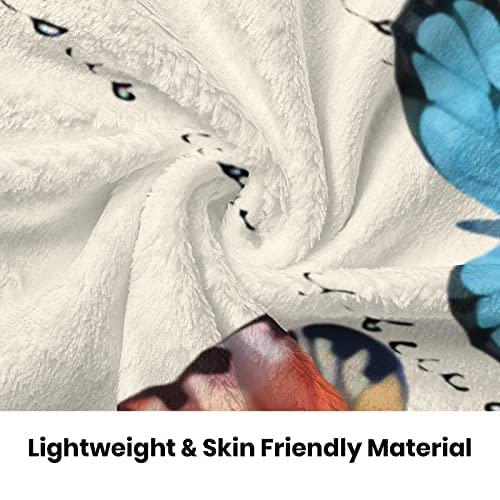 YRAQLVU Butterfly Fleece Throw Blanket, Soft Cozy Warm Flannel Plush Blanket Lightweight Blankets for Couch Sofa Bed Decor Morthers Day Gift 50x60