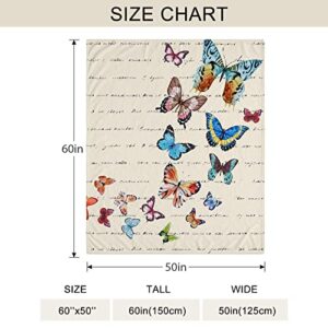 YRAQLVU Butterfly Fleece Throw Blanket, Soft Cozy Warm Flannel Plush Blanket Lightweight Blankets for Couch Sofa Bed Decor Morthers Day Gift 50x60