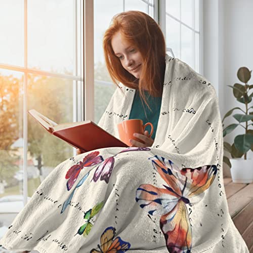 YRAQLVU Butterfly Fleece Throw Blanket, Soft Cozy Warm Flannel Plush Blanket Lightweight Blankets for Couch Sofa Bed Decor Morthers Day Gift 50x60