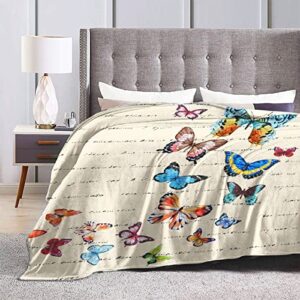 YRAQLVU Butterfly Fleece Throw Blanket, Soft Cozy Warm Flannel Plush Blanket Lightweight Blankets for Couch Sofa Bed Decor Morthers Day Gift 50x60