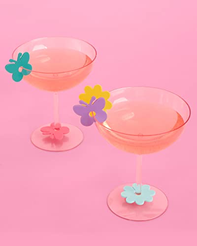 xo, Fetti Butterfly + Flower Drink Markers Set - 16 ct | Pastel Bday Decorations, Bachelorette Party, Bridal + Baby Shower, Groovy, 70s