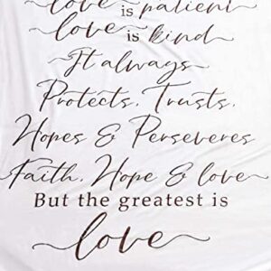 Double Creek 1 Corinthians Love Is Scripture Throw Blanket - Ultra Soft Sherpa Fleece Microfiber Inspirational Comfort Blanket for Bed Couch Chair - Wedding, Anniversary or Get Well Gift for Men Women