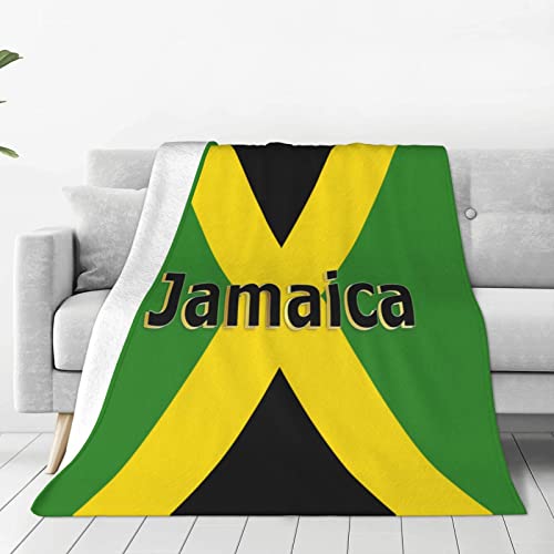 Retro Jamaican Kingdom Flag Throw Blanket Fleece Blanket Soft Cozy Warm Jamaica Flannel Blanket for Living Room Couch Bed Office 80"x 60"