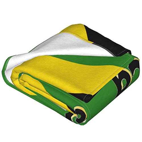 Retro Jamaican Kingdom Flag Throw Blanket Fleece Blanket Soft Cozy Warm Jamaica Flannel Blanket for Living Room Couch Bed Office 80"x 60"