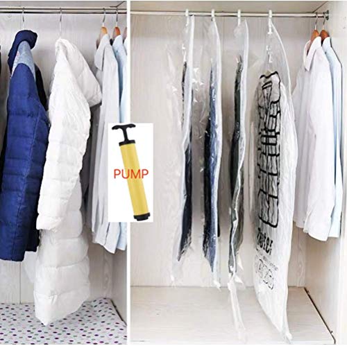 ZUKUN Hanging Vacuum Space Saver Bags for Clothes 4 Pack (2 Pack 43.3''x26.4'' and 2 Pack 35.4x26.4'', Vacuum Seal Storage Bag Clothing Bags for Suits, Closet Organizer and Storage