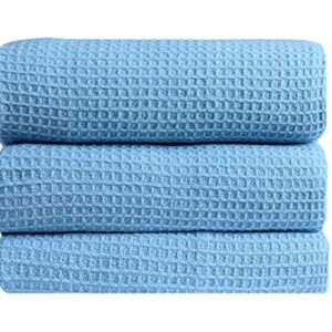 AAVNI HOMES 100% Cotton Blanket King Size 108 x 90 Inches Aqua Sky Blue Color Waffle Weave Blanket - Soft Premium Lightweight Breathable Cotton Bed Blanket for Layering King Size Bed