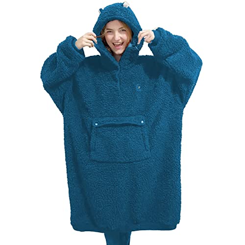 Oversized Wearable Blanket Hoodie for Women Men Comfy Sweatshirt with Giant Pocket Hooded Blanket for Adult As a Gift One Size Fits All