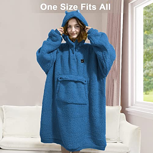 Oversized Wearable Blanket Hoodie for Women Men Comfy Sweatshirt with Giant Pocket Hooded Blanket for Adult As a Gift One Size Fits All