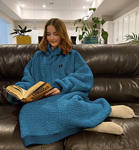 Oversized Wearable Blanket Hoodie for Women Men Comfy Sweatshirt with Giant Pocket Hooded Blanket for Adult As a Gift One Size Fits All