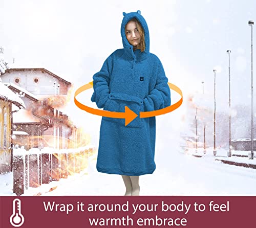 Oversized Wearable Blanket Hoodie for Women Men Comfy Sweatshirt with Giant Pocket Hooded Blanket for Adult As a Gift One Size Fits All