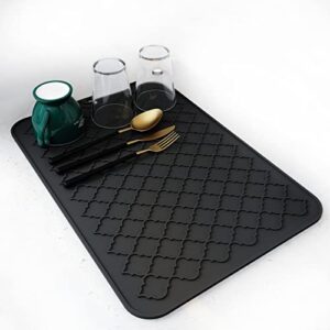 amoami-dish drying mats for kitchen counter heat resistant mat kitchen gadgets kitchen accessories (12" x 16, black)