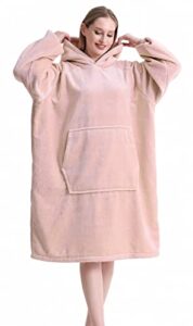 cozyleep wearable blanket hoodie - oversized long snuggle blanket sweatshirt for adult teens women men birthday idea gifts, pink