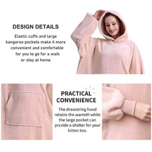 CozyLeep Wearable Blanket Hoodie - Oversized Long Snuggle Blanket Sweatshirt for Adult Teens Women Men Birthday Idea Gifts, Pink