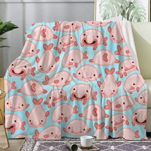 Cute Blobfish Fleece Throw Blanket Super Soft Lightweight Bed Throw Bed Couch Plush Warm Blanket for Kids Adult School Office Throw 40X50inch