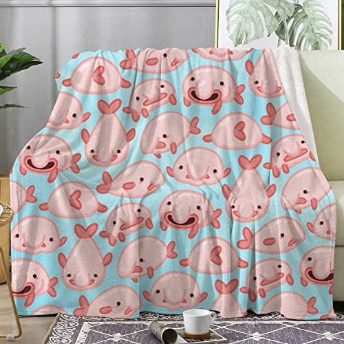 Cute Blobfish Fleece Throw Blanket Super Soft Lightweight Bed Throw Bed Couch Plush Warm Blanket for Kids Adult School Office Throw 40X50inch