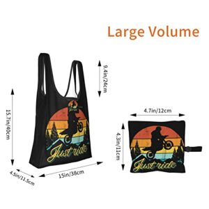 Chioee Motorcycle Reusable Shopping Bags Heavy Duty 50Lb Weight Capacity Portable Reusable Bags Large Shopper Bags for Groceries