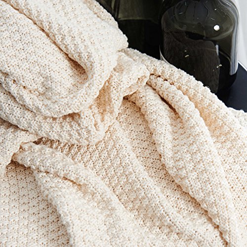 Adory Sweety Throw Blanket Ultra Soft Natural Premium for Couch Sofa Bed with Handmade Tassels for Couch Chairs Bed Beach Sofa Picnic,50 x 60 inch (Beige)