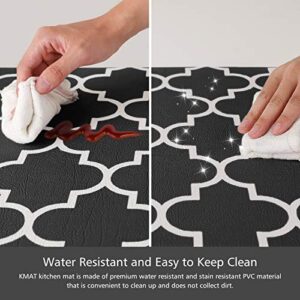 KMAT Kitchen Mat [2 PCS] Cushioned Anti-Fatigue Floor Mat, Waterproof Kitchen Mats and Rugs Heavy Duty PVC Ergonomic Comfort Standing Foam Mat for Kitchen, Floor Home, Office, Sink, Laundry,Black