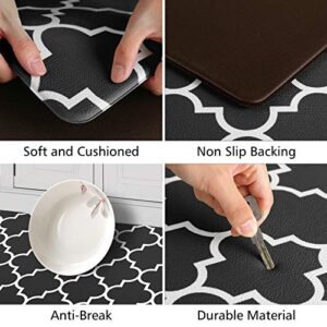 KMAT Kitchen Mat [2 PCS] Cushioned Anti-Fatigue Floor Mat, Waterproof Kitchen Mats and Rugs Heavy Duty PVC Ergonomic Comfort Standing Foam Mat for Kitchen, Floor Home, Office, Sink, Laundry,Black