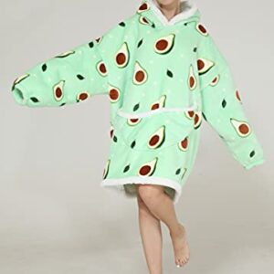 Dressylady Wearable Blanket Hoodie Pullovers Hoodie Blanket Oversized with Pocket Avocado green Unisex Adult