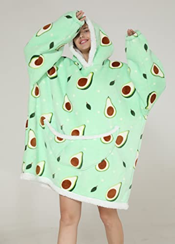 Dressylady Wearable Blanket Hoodie Pullovers Hoodie Blanket Oversized with Pocket Avocado green Unisex Adult