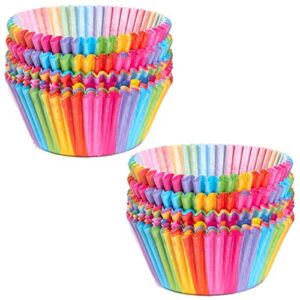 cupcake cases, cake paper cup rainbow baking cups for oven wedding party birthday, 100pcs