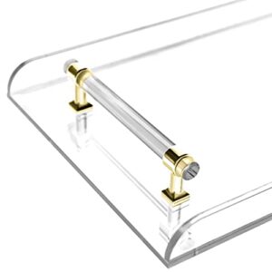 31inch Bathtub Caddy Tray,Gold Handle Clear Bathtub Caddy Tray,Acrylic Bathroom Organizer Shelf Bath tub Table Caddy Tray